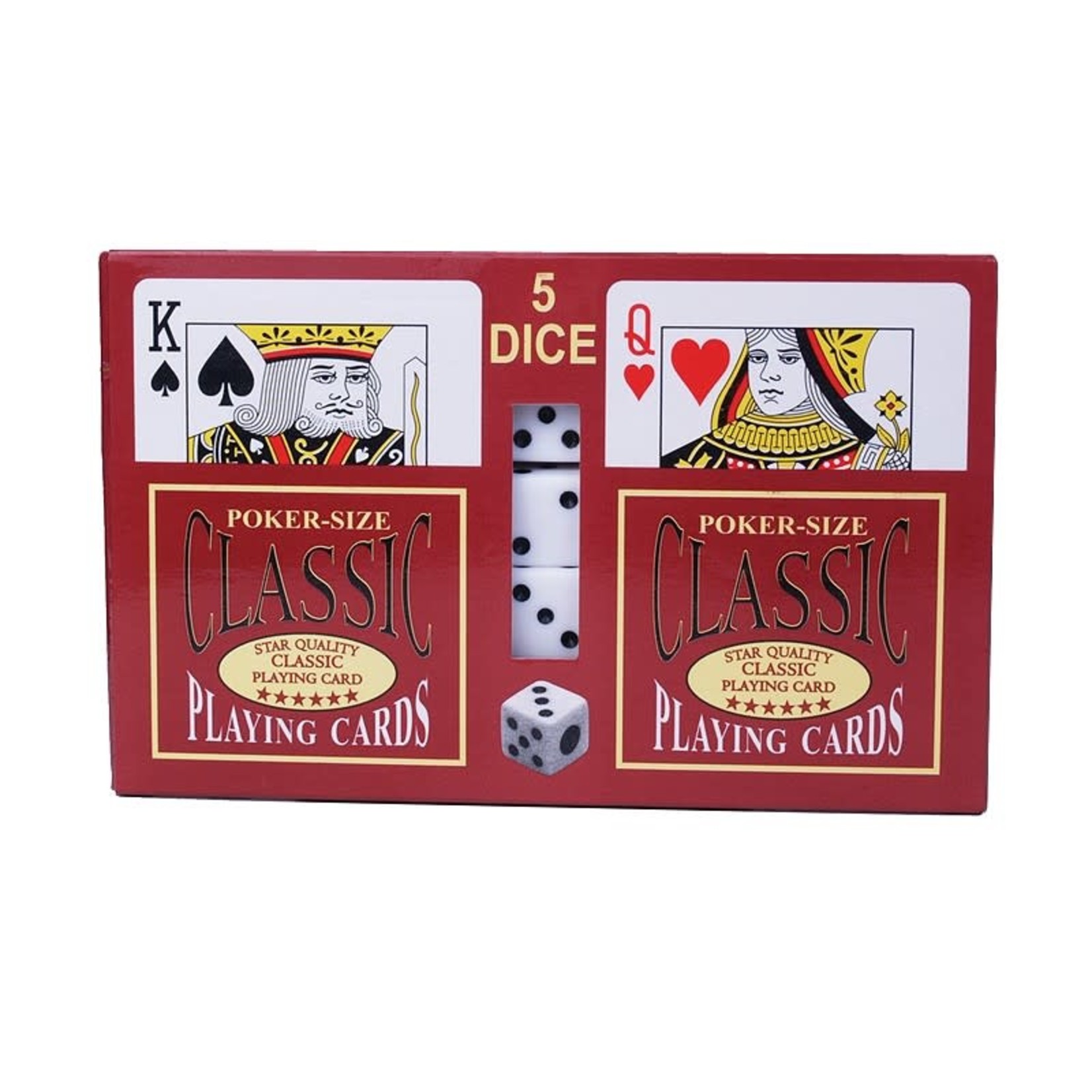 John Hansen Double Pack Classic Poker-Size Playing Cards with 5 D6 Dice