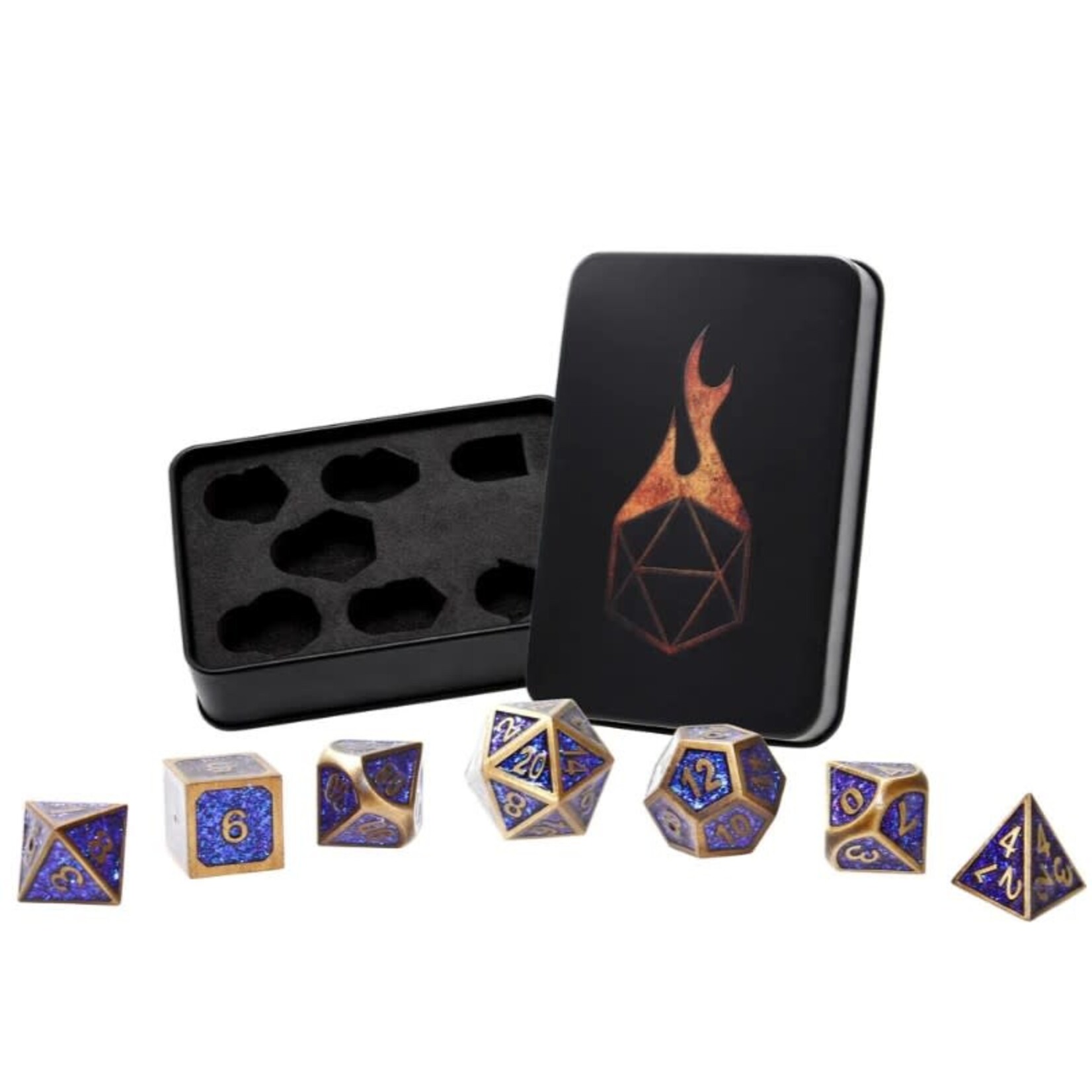 Forged Gaming Set of 7 Metal Dice: Bardic Blue