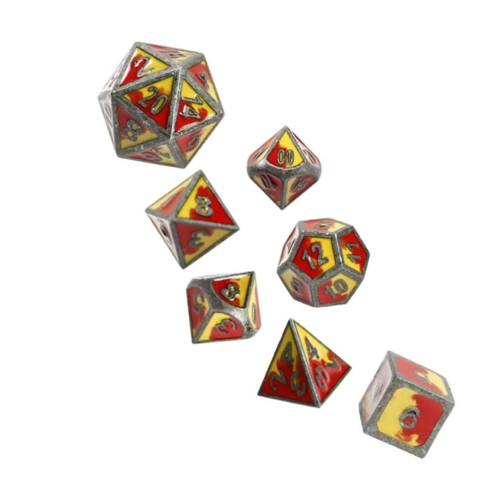 Forged Gaming Set of 7 Metal Dice: Fire & Forge