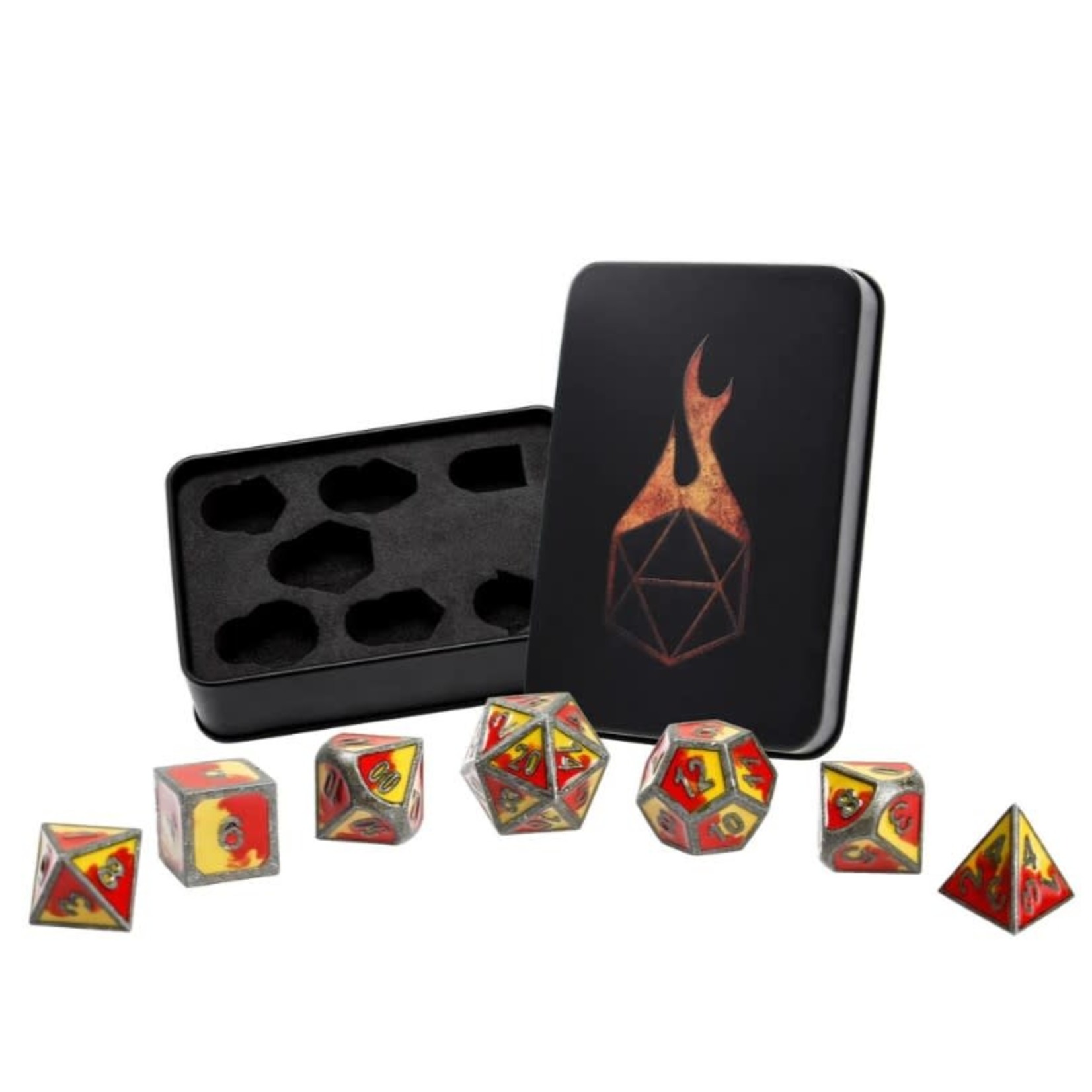 Forged Gaming Set of 7 Metal Dice: Fire & Forge