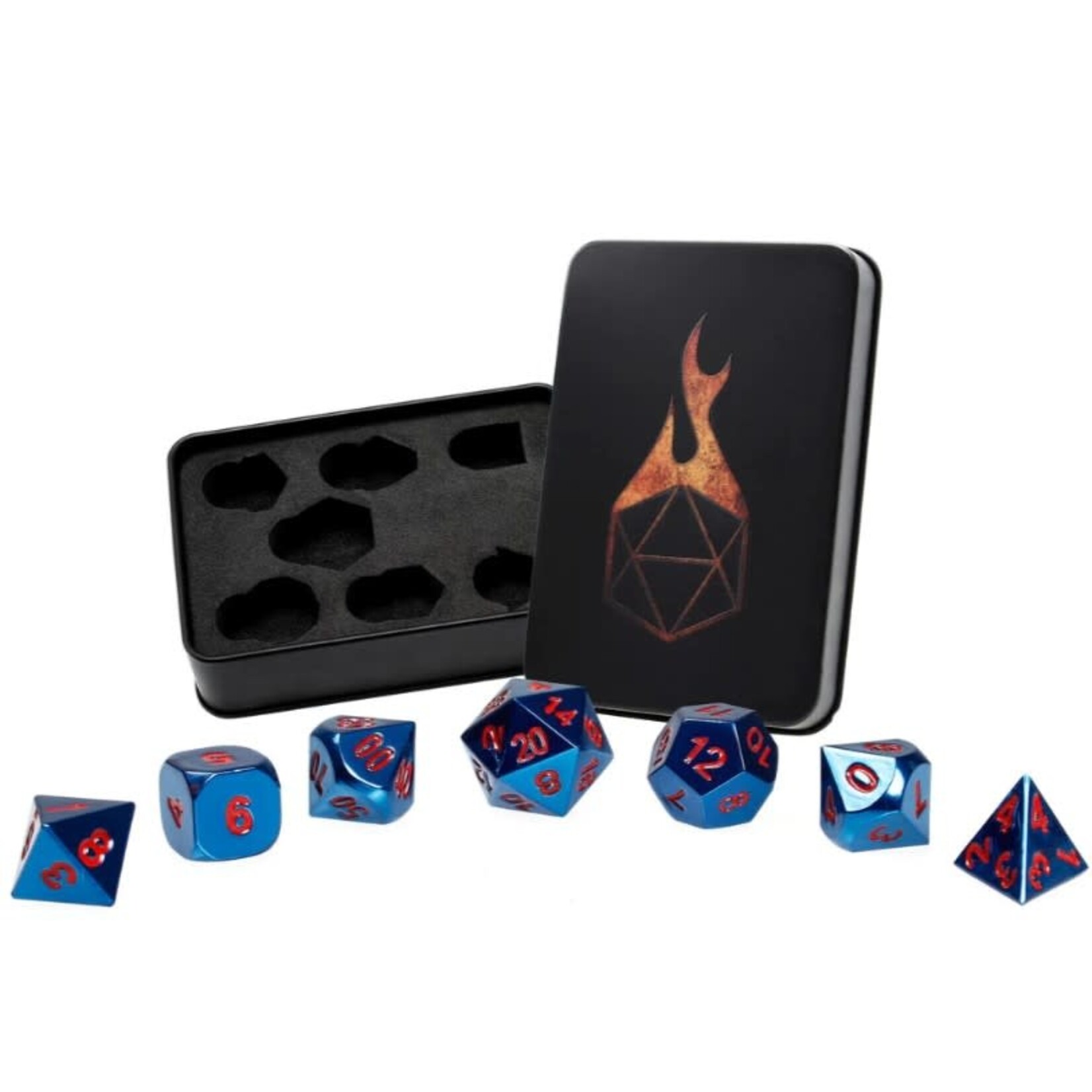 Forged Gaming Set of 7 Metal Dice: Indigo Gallantry