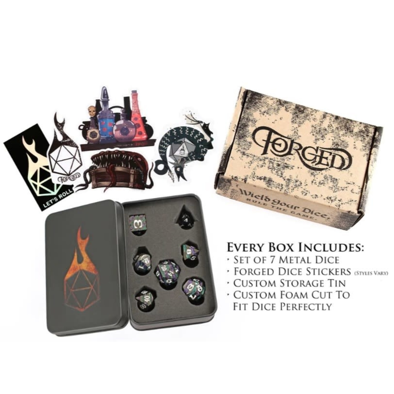 Forged Gaming Set of 7 Metal Dice: Eldritch Mystery