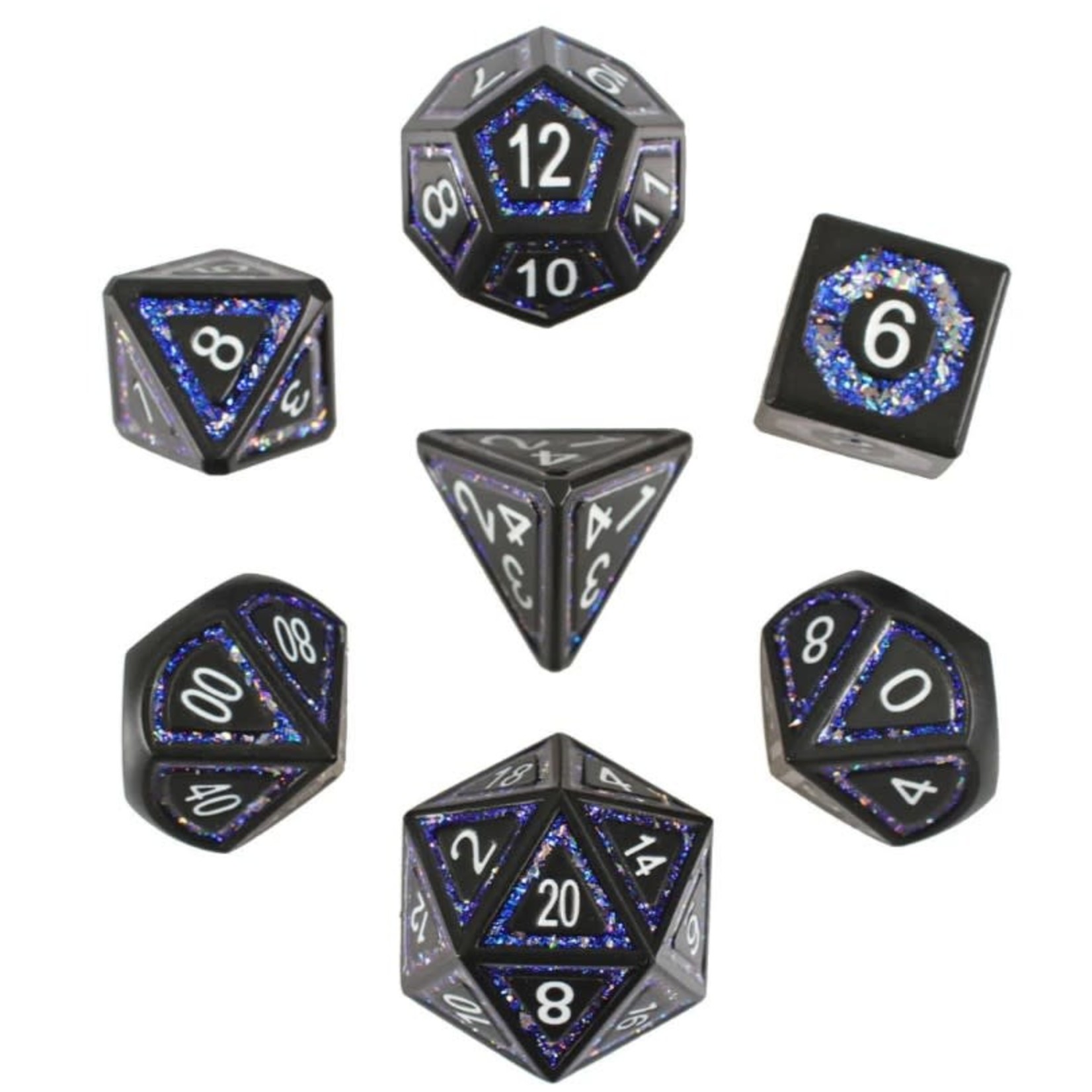 Forged Gaming Set of 7 Metal Dice: Underdark Glimmer