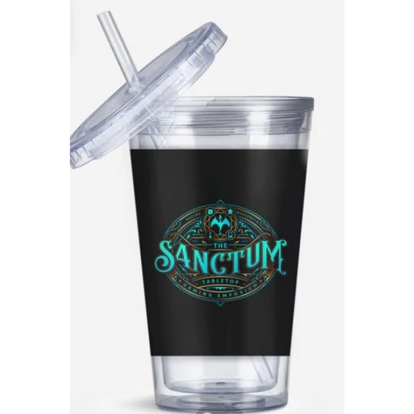 TeeFury Acrylic 16 oz Tumbler with Lid: The Sanctum Victorian Logo