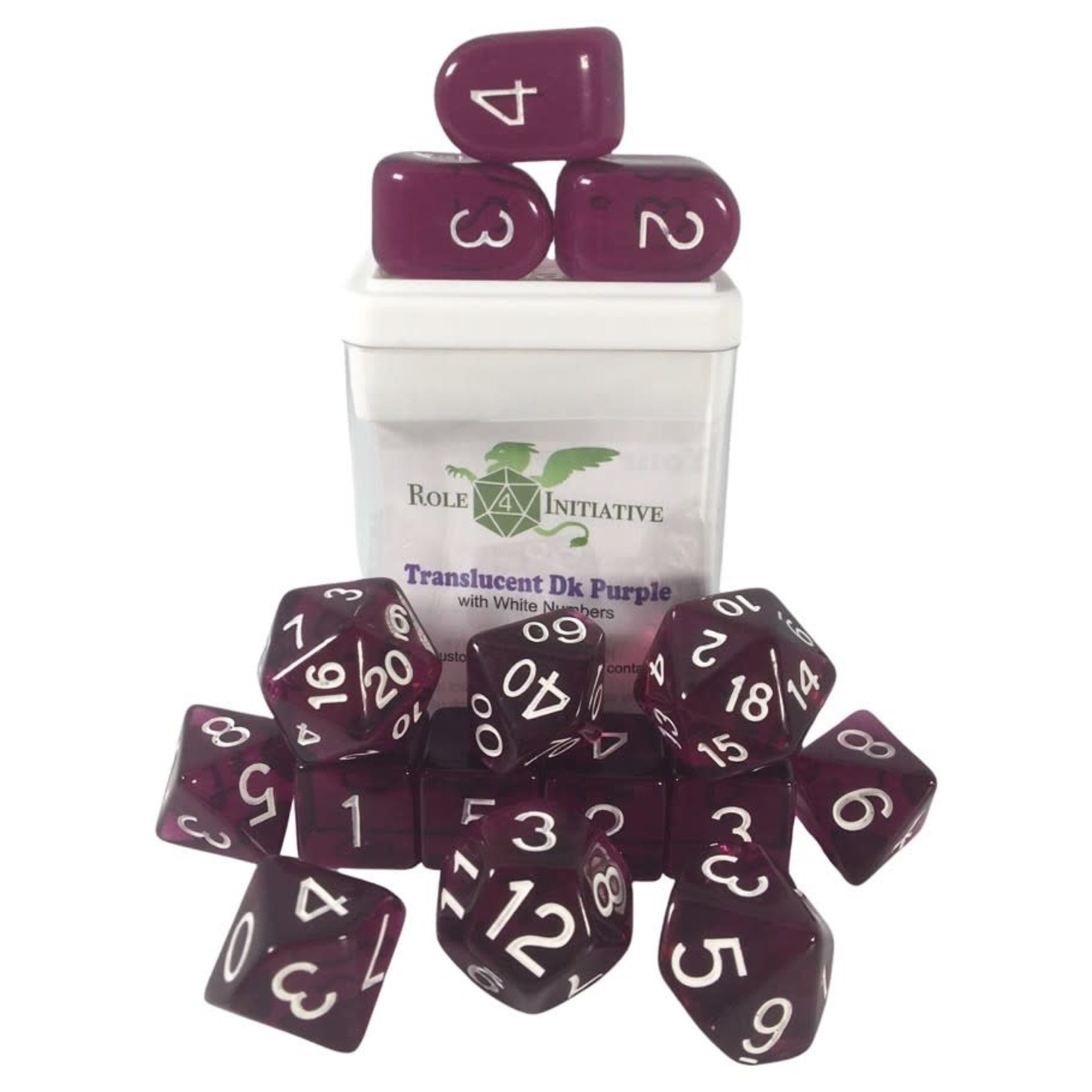 Role 4 Initiative Translucent Set of 15 with Arch'd4 Dark Purple with White Numbers