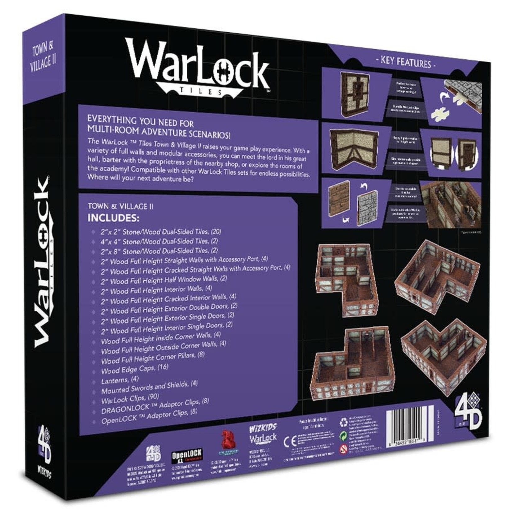 WizKids Warlock Tiles: Town & Village II: Full Height Plaster Walls