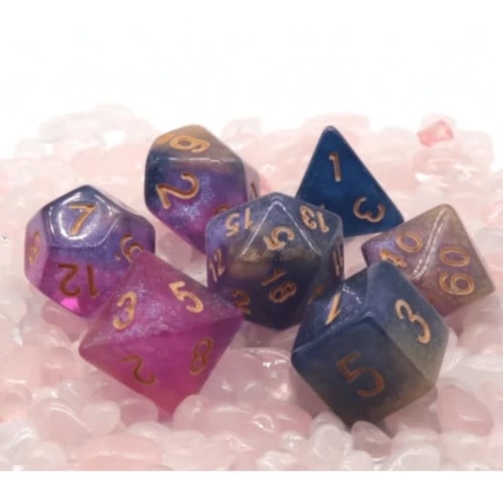 Foam Brain Dream Nebula RPG Dice Set with Sanctum Logo