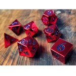 Forged Gaming Set of 7 Metal Dice: Forged Lore Polished Red with Starry Mica