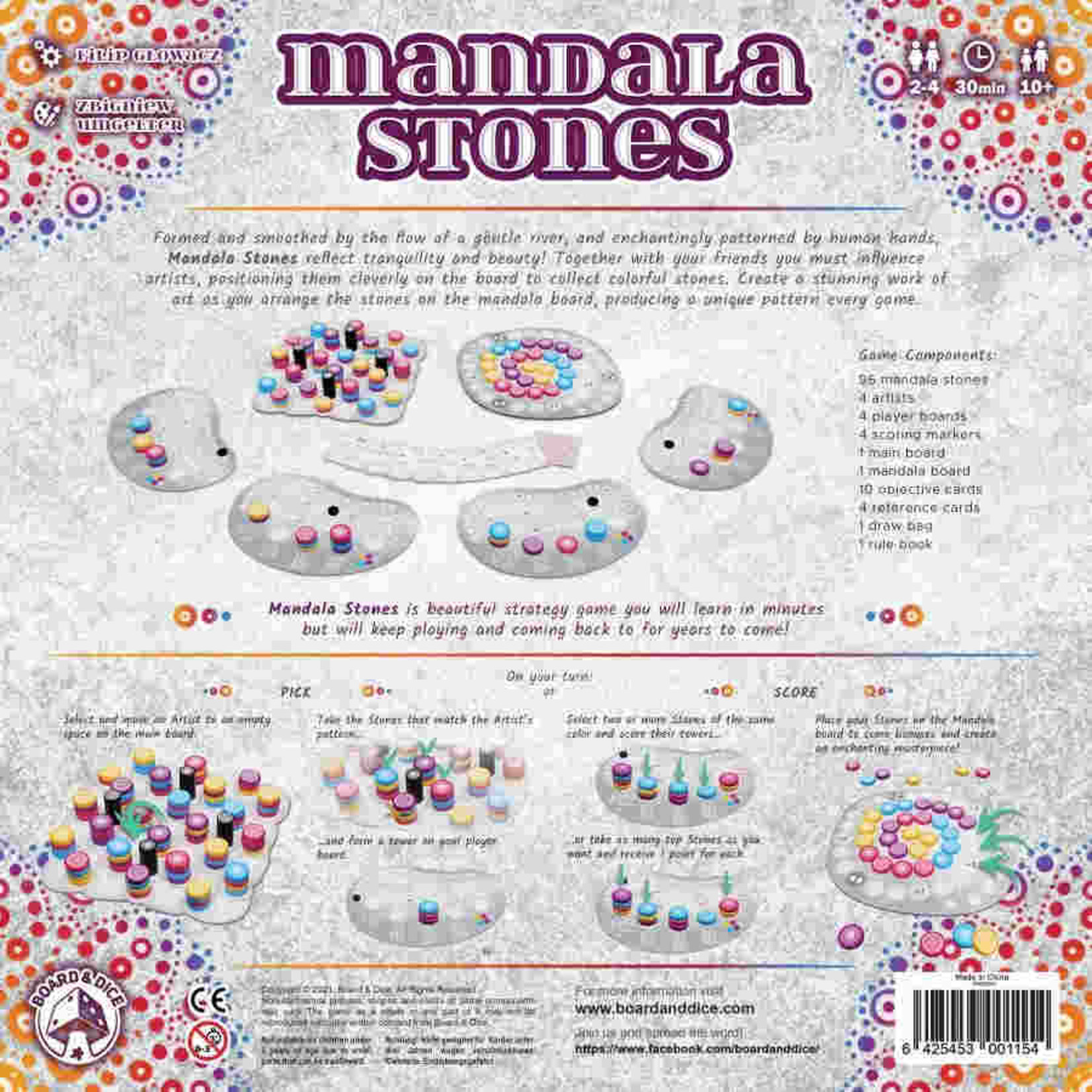 Board and Dice Mandala Stones