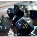 Norse Foundry Black Obsidian with Holographic Numbers 7 Piece RPG Set Gemstone Dice