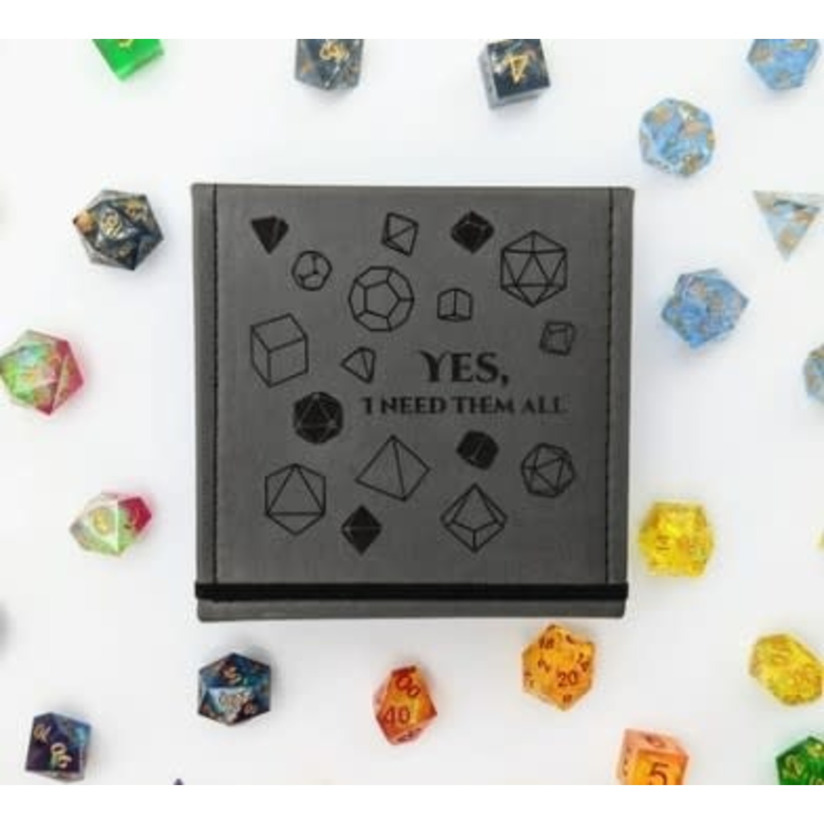 NTSD Gaming Vegan Leather Dice Box: Yes, I Need Them All: Gray
