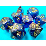 Chessex Lab Dice: Lustrous Azurite with Gold Polyhedral 7-Die Set