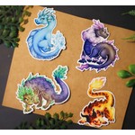 Nemissa's Northwood Arts Elemental Dragon Stickers - 4 Pack (Earth, Air, Fire, Water)