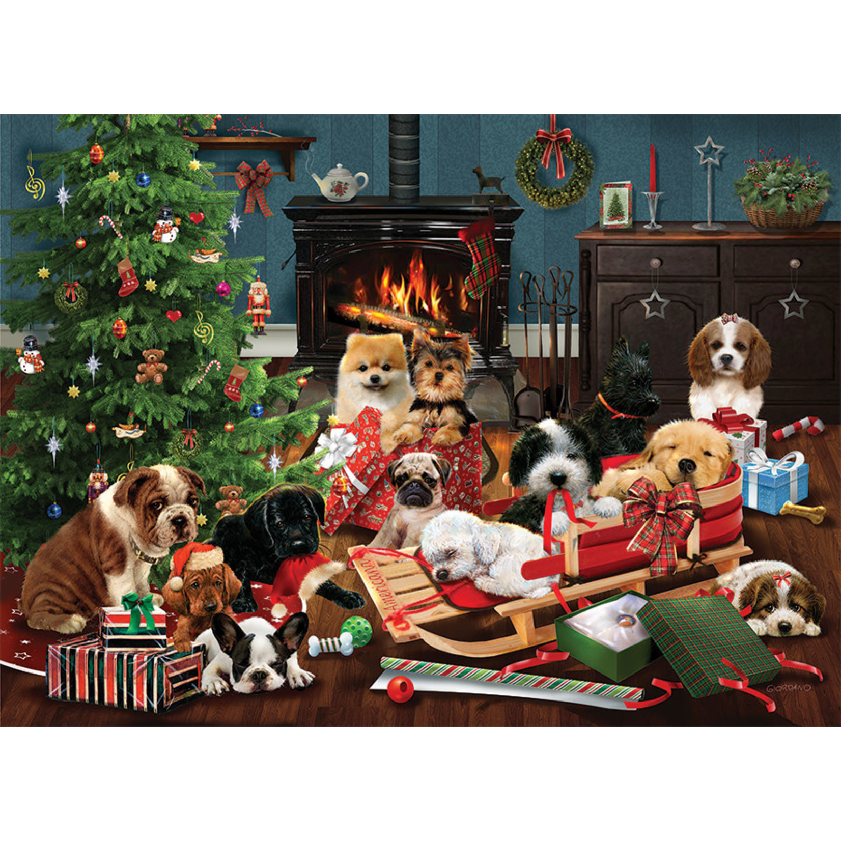 Cobble Hill Christmas Puppies Puzzle 1000 piece