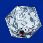 Sirius Dice Mega Liquid Core D20 with Silver Glitter and Red & Green Snowflakes