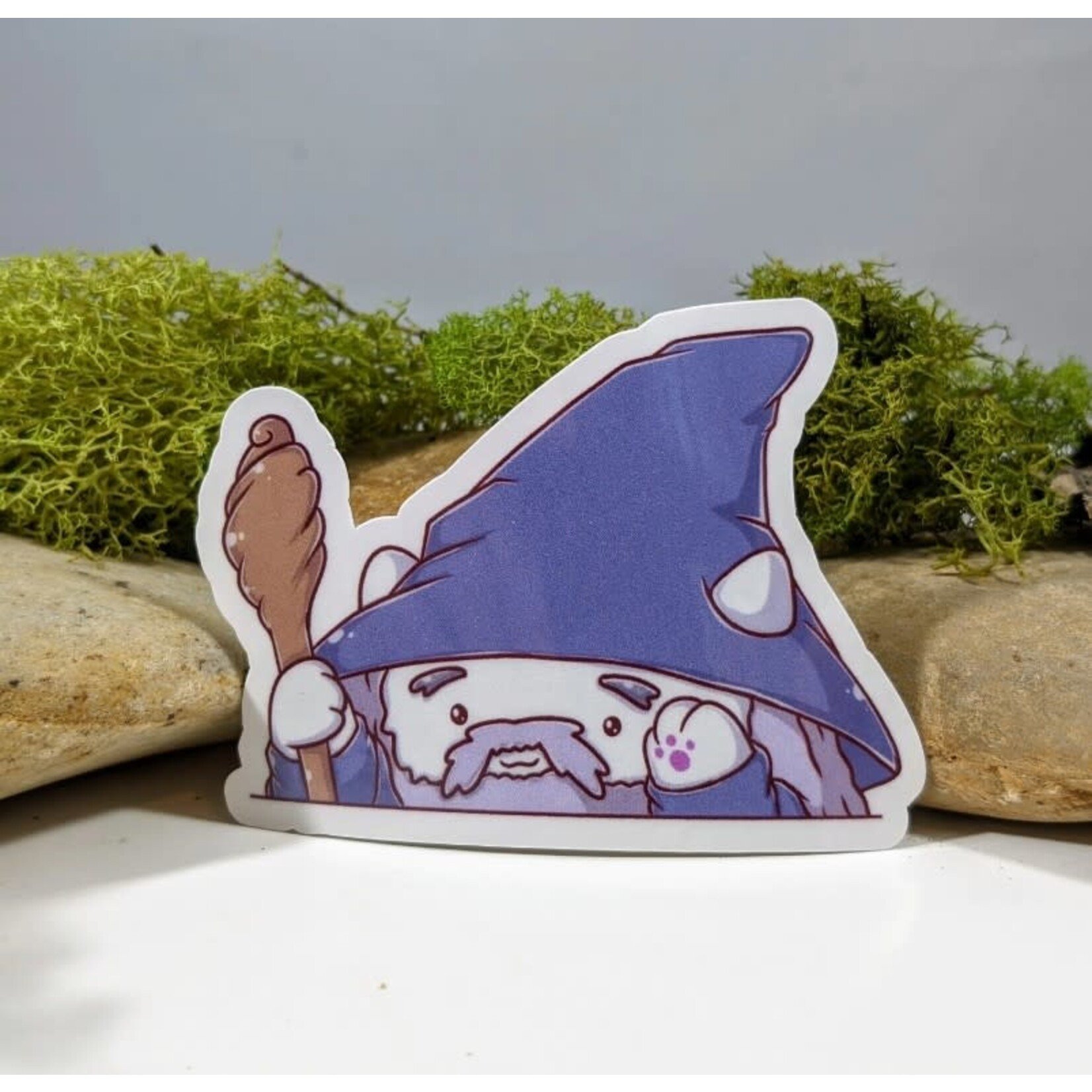 Mimic Gaming Co Tabletop Gaming Cat Class Sticker: Grey Haired Wizard