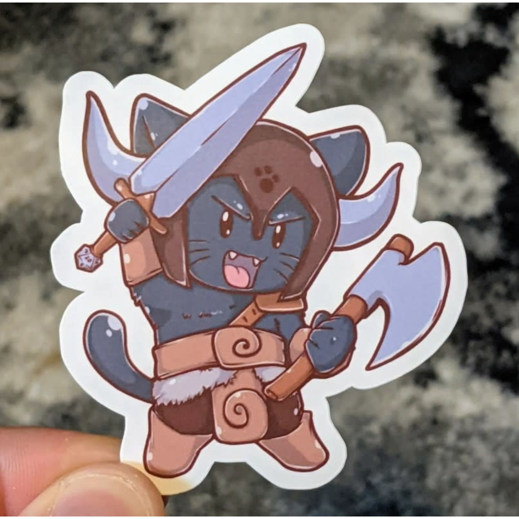 Mimic Gaming Co RPG Class Inspired Sticker: Barbarian Cat
