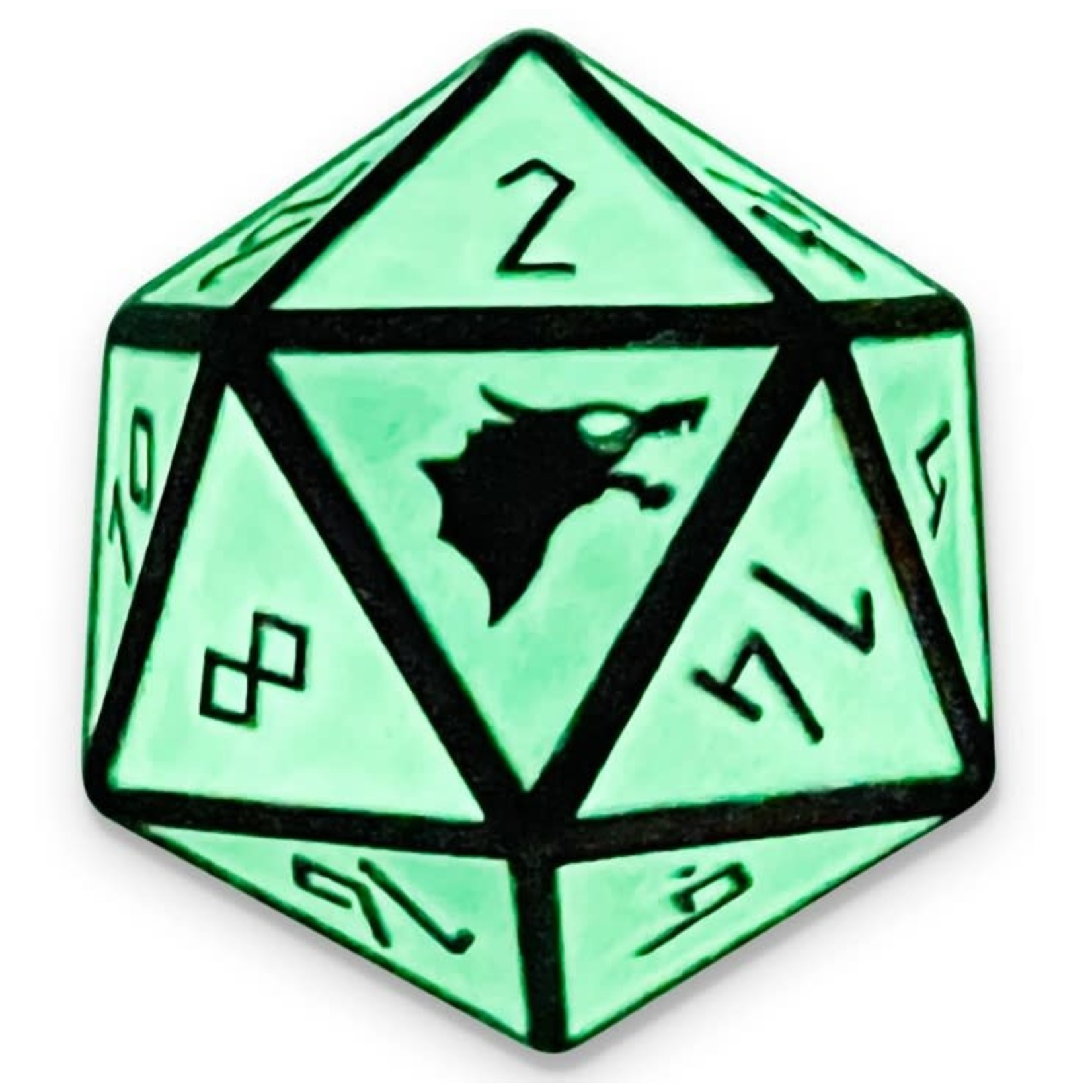 Norse Foundry Boulder 45mm Alloy Metal D20 - Green Slime Glow in the Dark