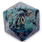Norse Foundry Boulder 30mm Gemstone Dice - Ruby Zoisite with Gold Numbers