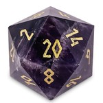 Norse Foundry Boulder 30mm Gemstone Dice - Amethyst with Gold Numbers