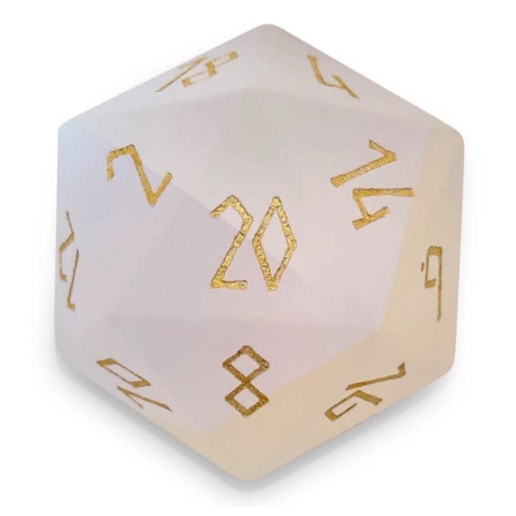 Norse Foundry Boulder 30mm Glass Dice - Frosted K9 Rainbow Glass with Gold Font