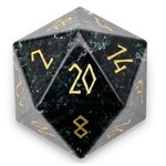 Norse Foundry Boulder 30mm Glass Dice - Shattered Zircon Smoke with Gold Font