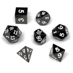 Easy Roller Dice 7 Piece Metal Dice Collection: Gun Metal with White Font