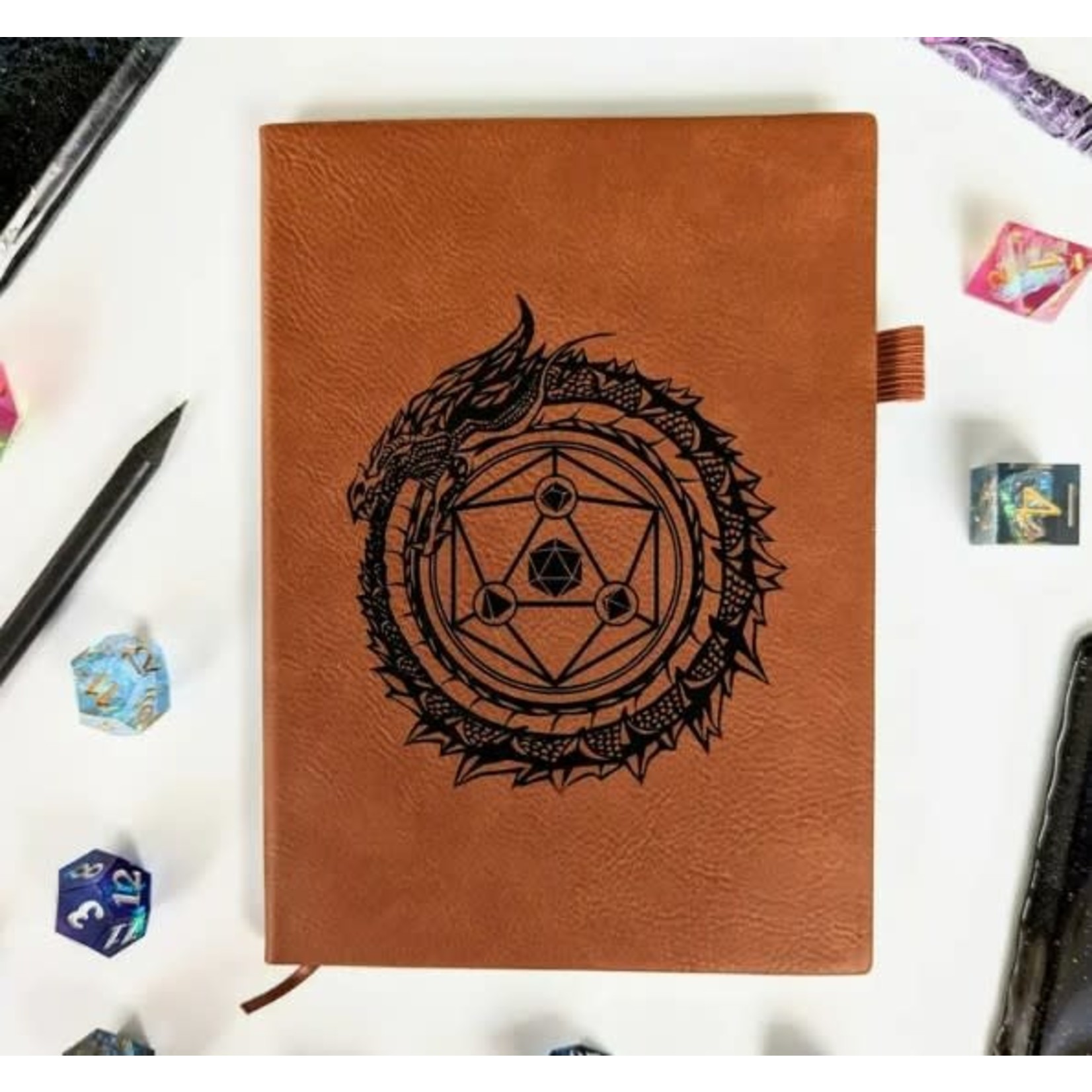 Emberglow Mini Vegan Leather Dot Journal: Dragon Circle