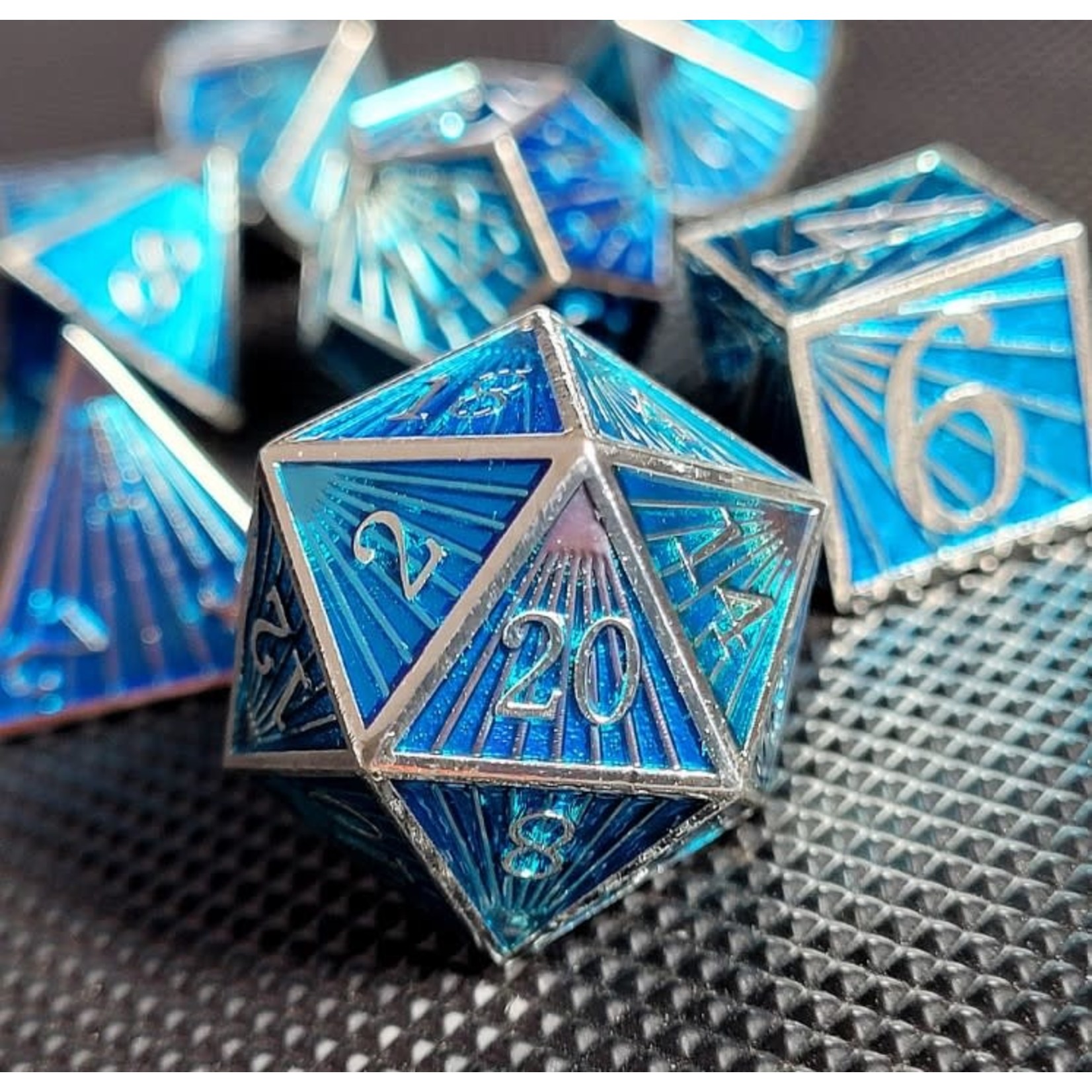 Forged Gaming Set of 7 Metal Dice: Deco Ice