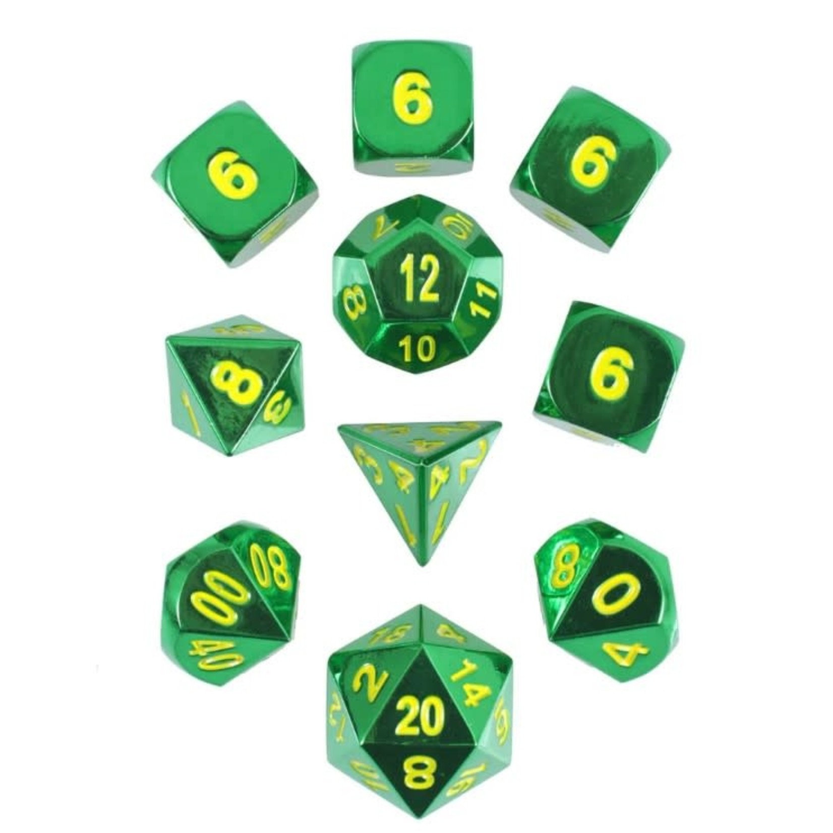 Forged Gaming Set of 10 Metal Dice: Emerald Green
