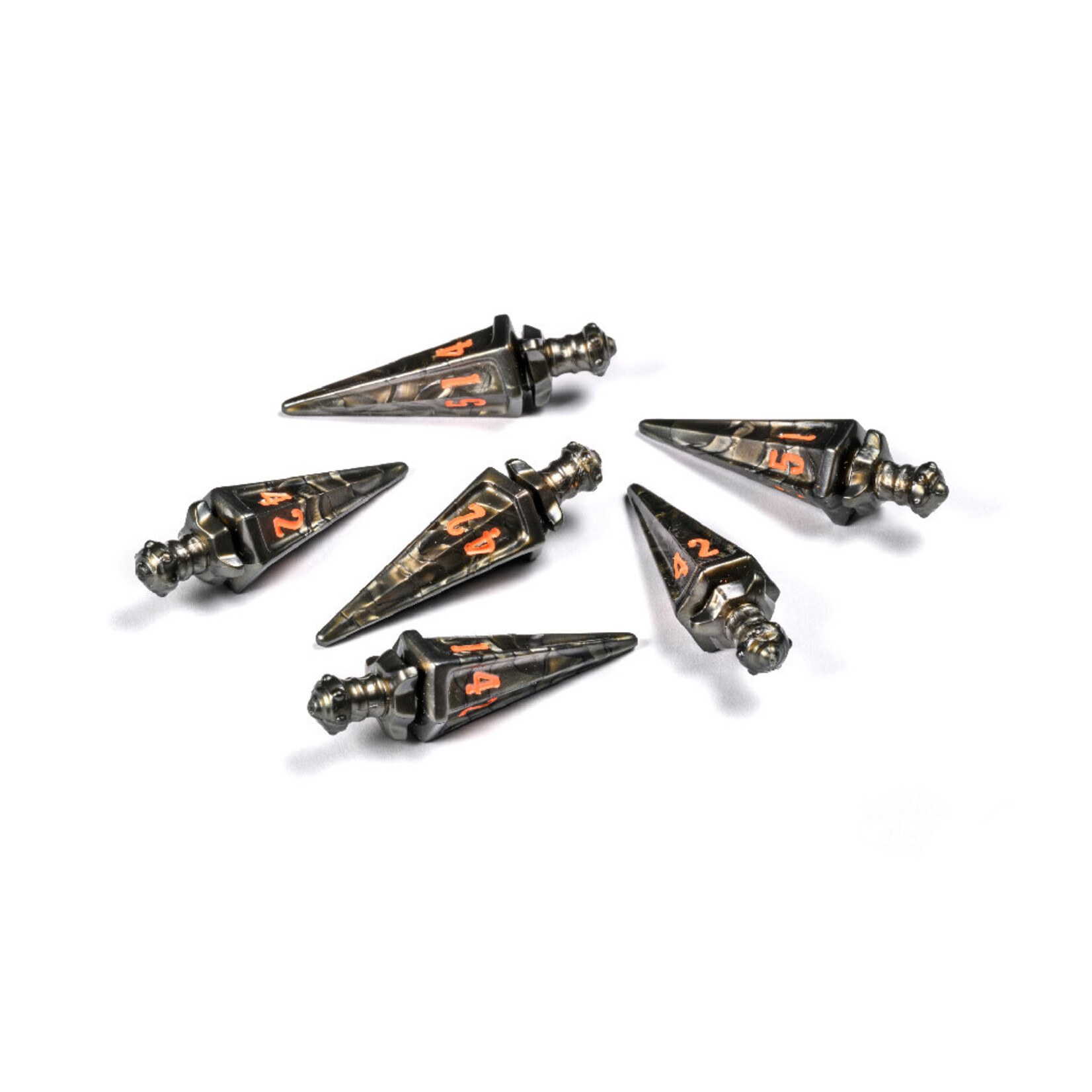 Tabletop Tycoon PolyHero: The Warrior Pack of 6 d6 Swords: Steel Grey