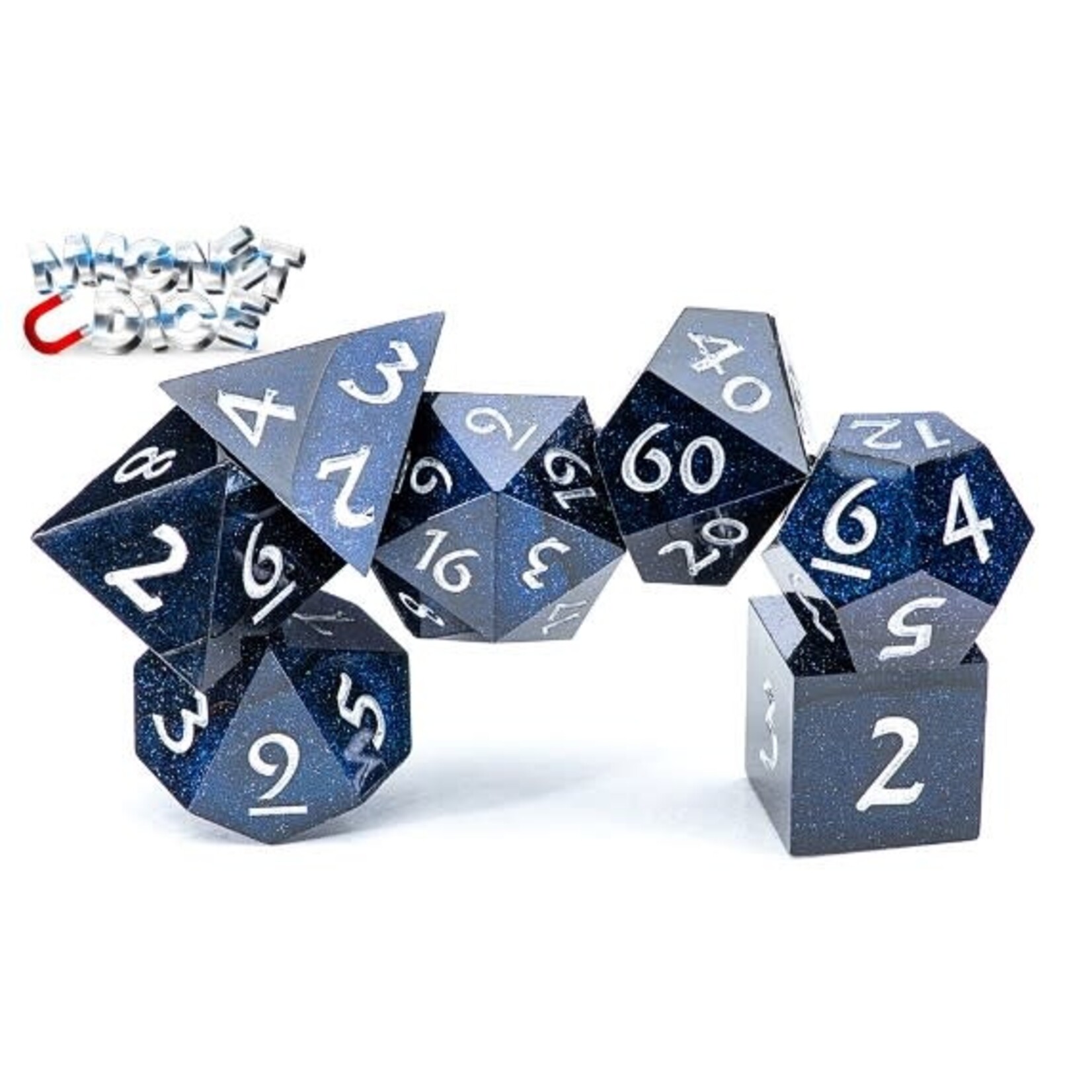 Gate Keeper Games Handmade Sharp Edge Magnetic RPG 7-Die Set: Magnet Dice