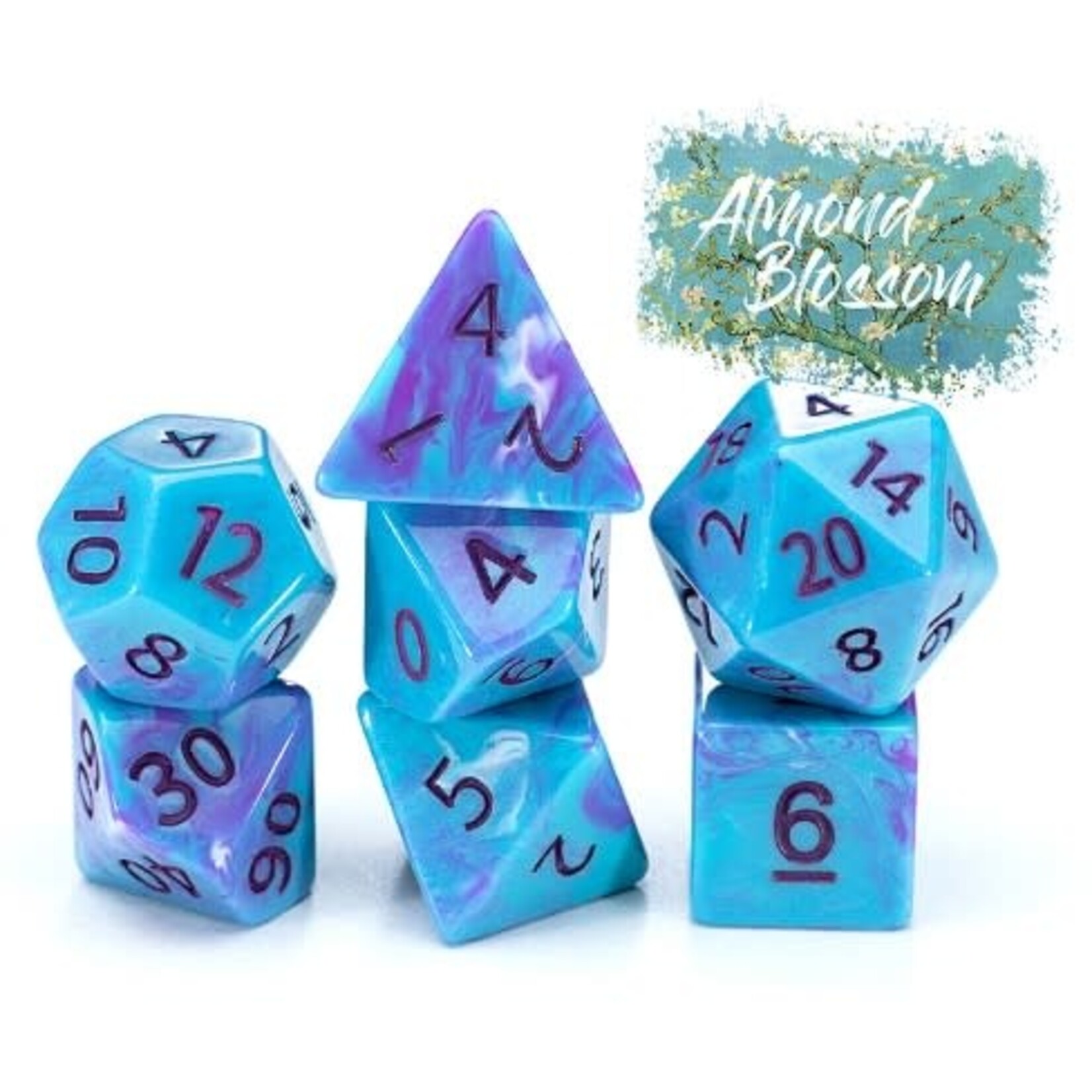 Gate Keeper Games Van Gogh Dice RPG 7-Die Set: Almond Blossom