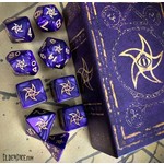 Infinite Black Astral Elder Sign 9-Polyhedral Dice Set: Mystic Purple