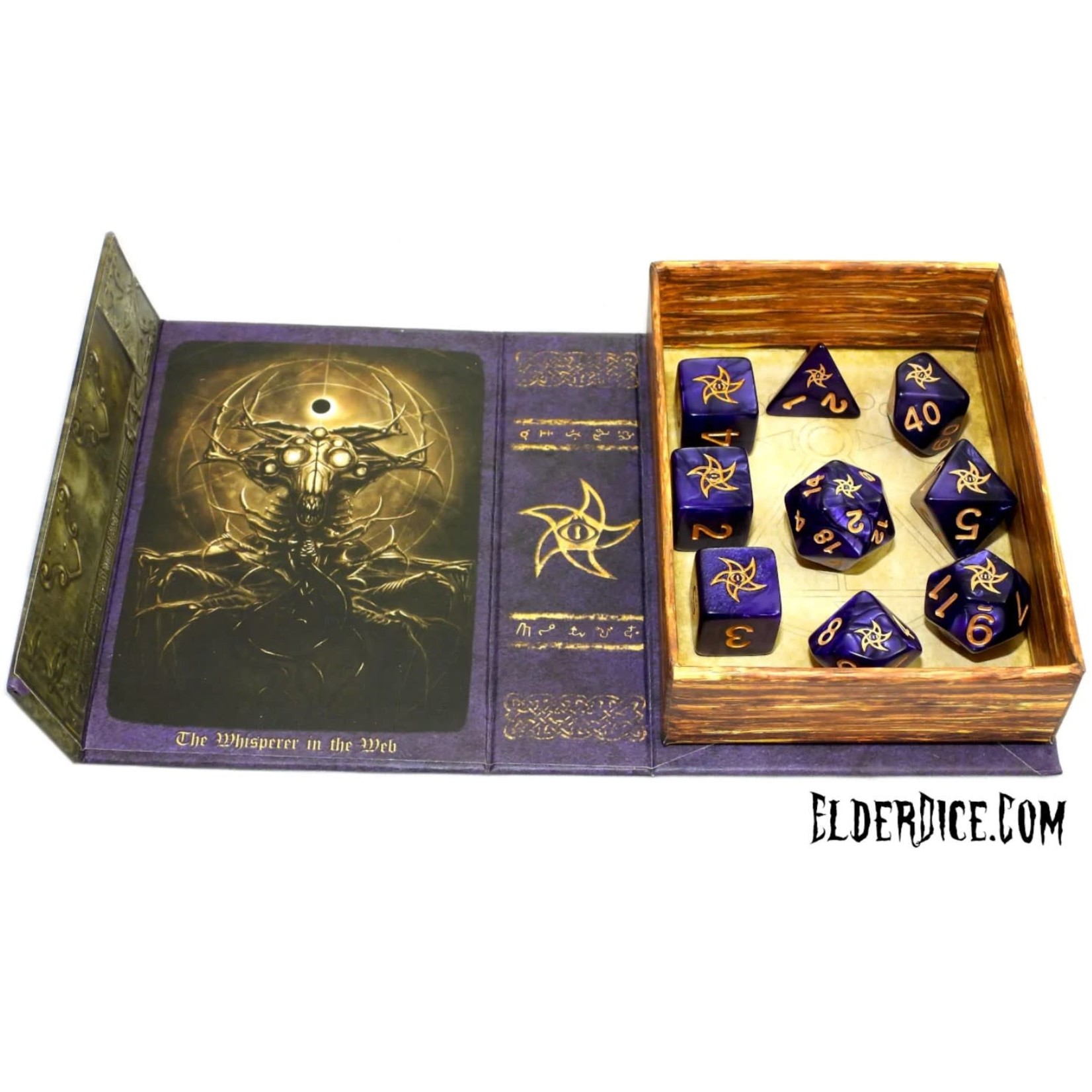 Infinite Black Astral Elder Sign 9-Polyhedral Dice Set: Mystic Purple
