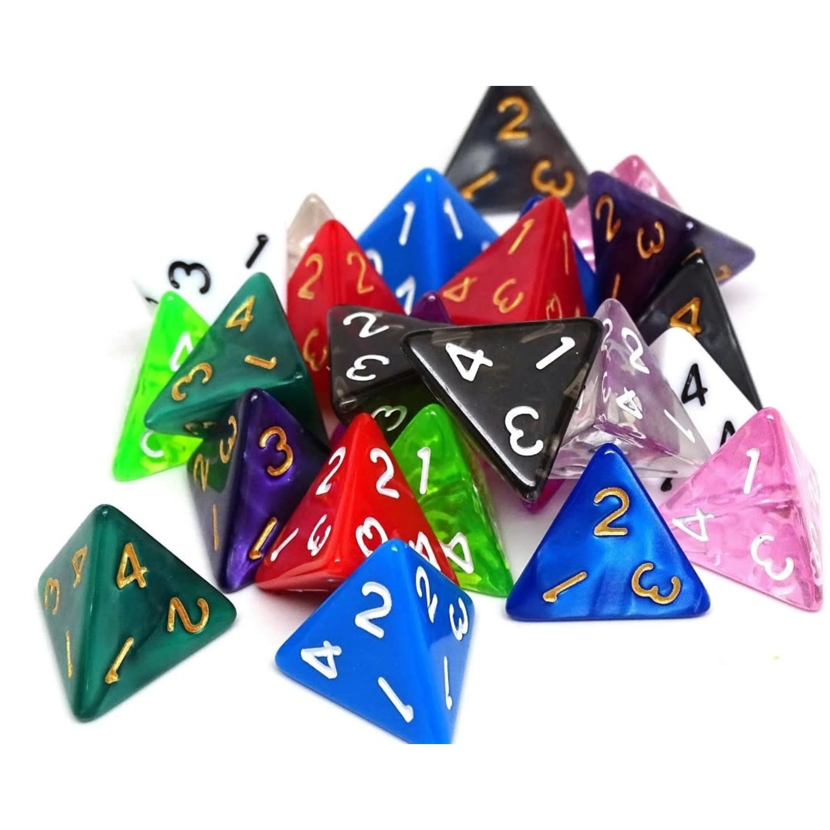 Easy Roller Dice 25 Count Multi Colored Assortment of D4 Polyhedral Dice