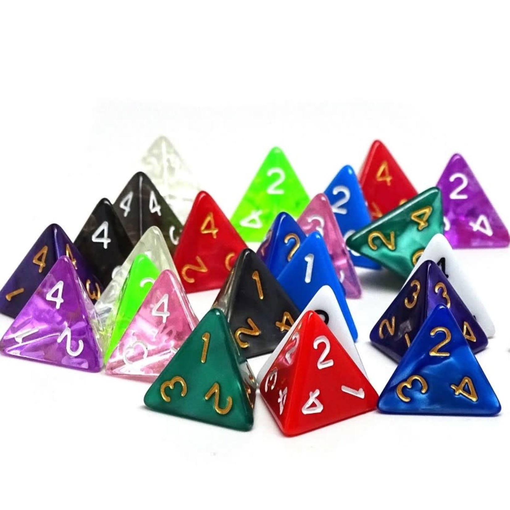 Easy Roller Dice 25 Count Multi Colored Assortment of D4 Polyhedral Dice