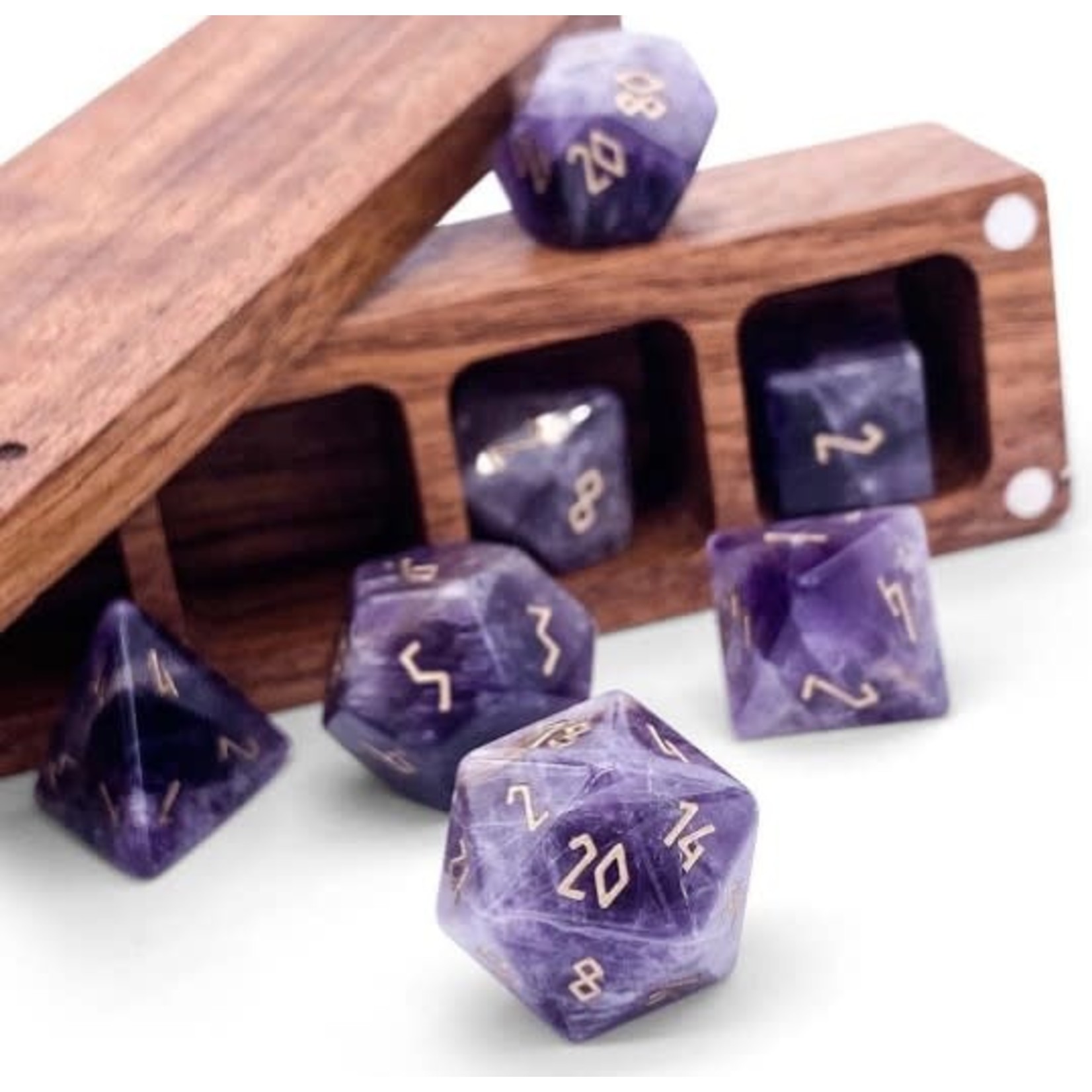 Norse Foundry 7 Piece RPG Gemstone Dice Set: Amethyst