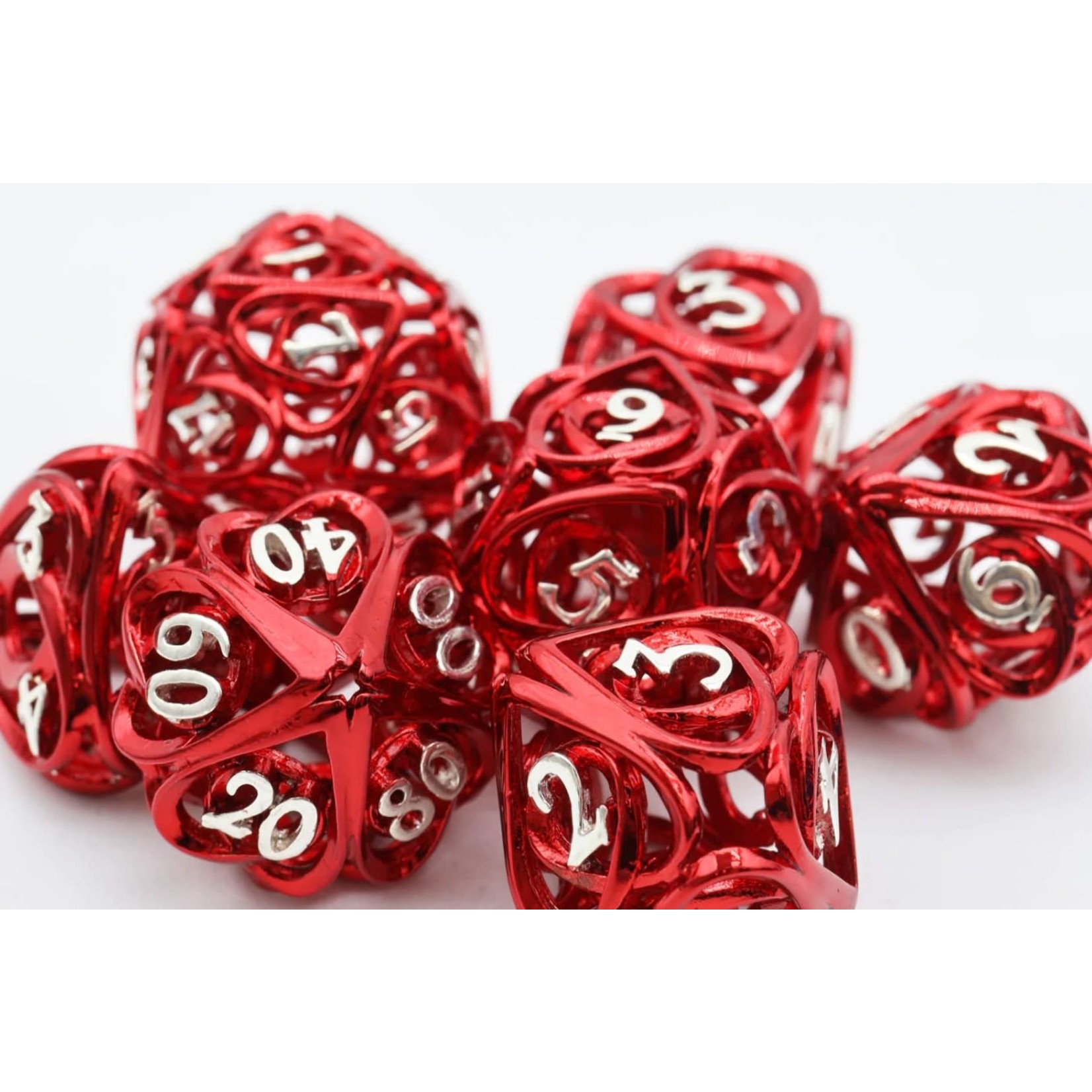 Foam Brain Red Hollow Hearts Hollow Metal RPG Dice Set