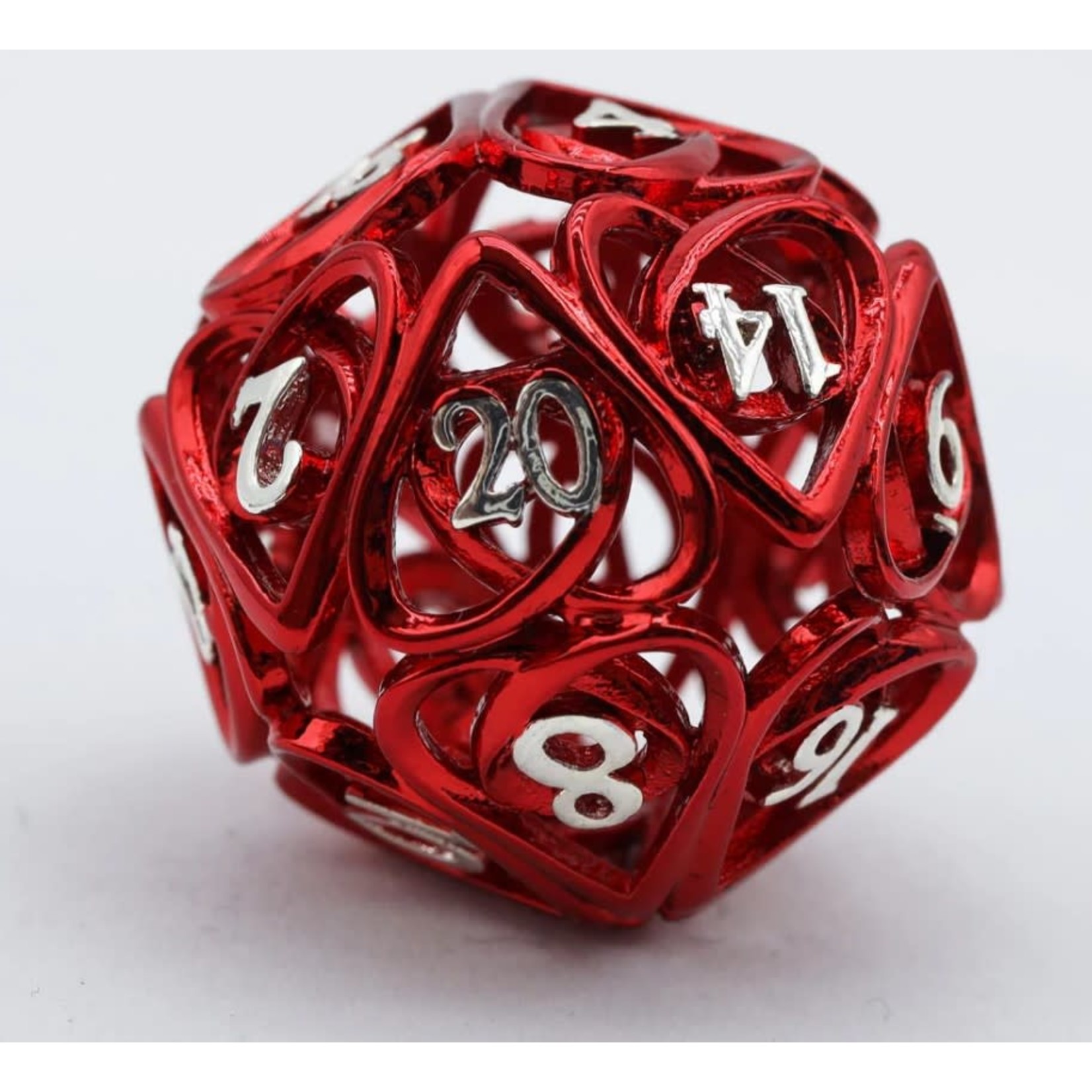 Foam Brain Red Hollow Hearts Hollow Metal RPG Dice Set