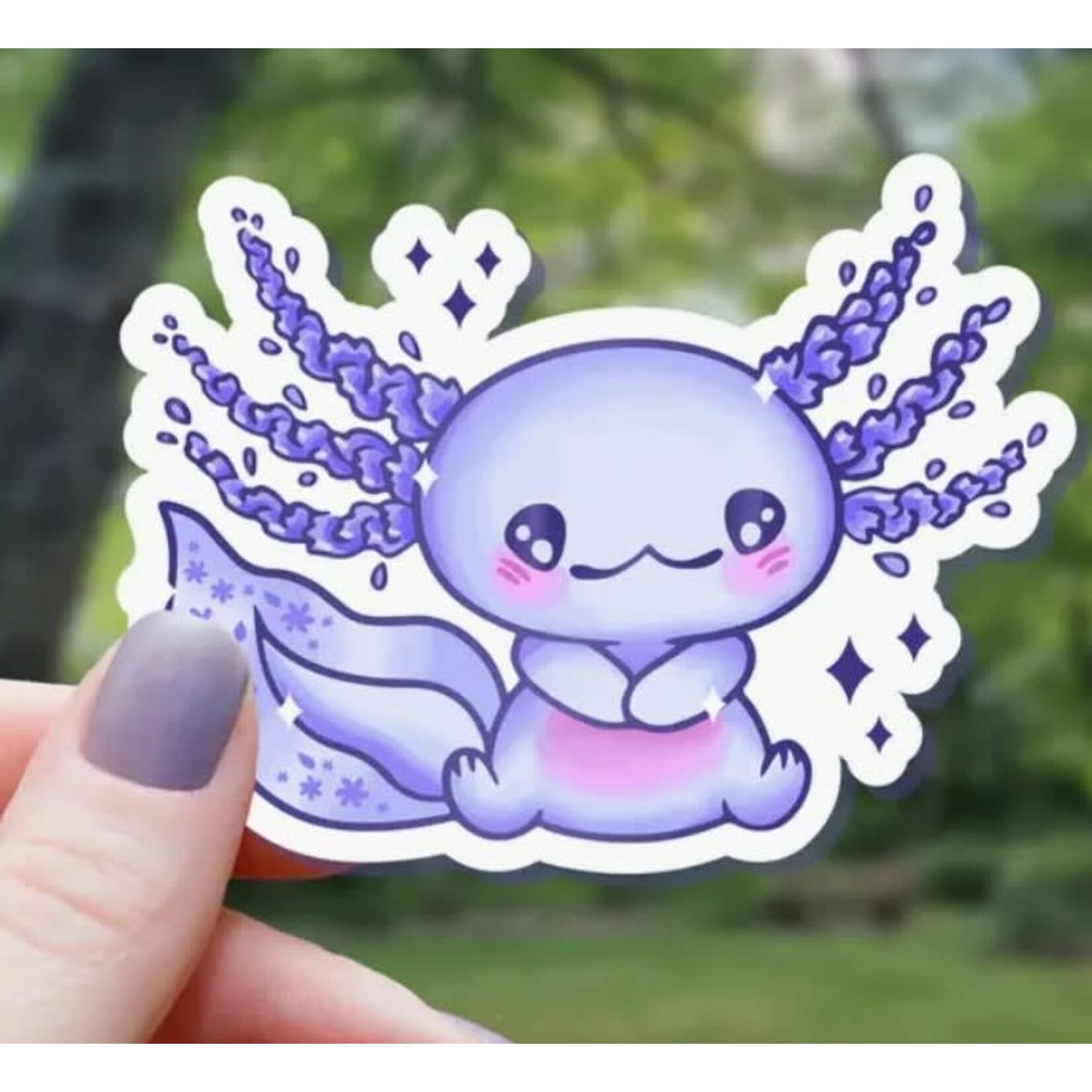 Mimic Gaming Co Kawaii Blue Sitting Axolotl Sticker