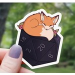 Mimic Gaming Co Floral Fox Sleeping on D20 Sticker