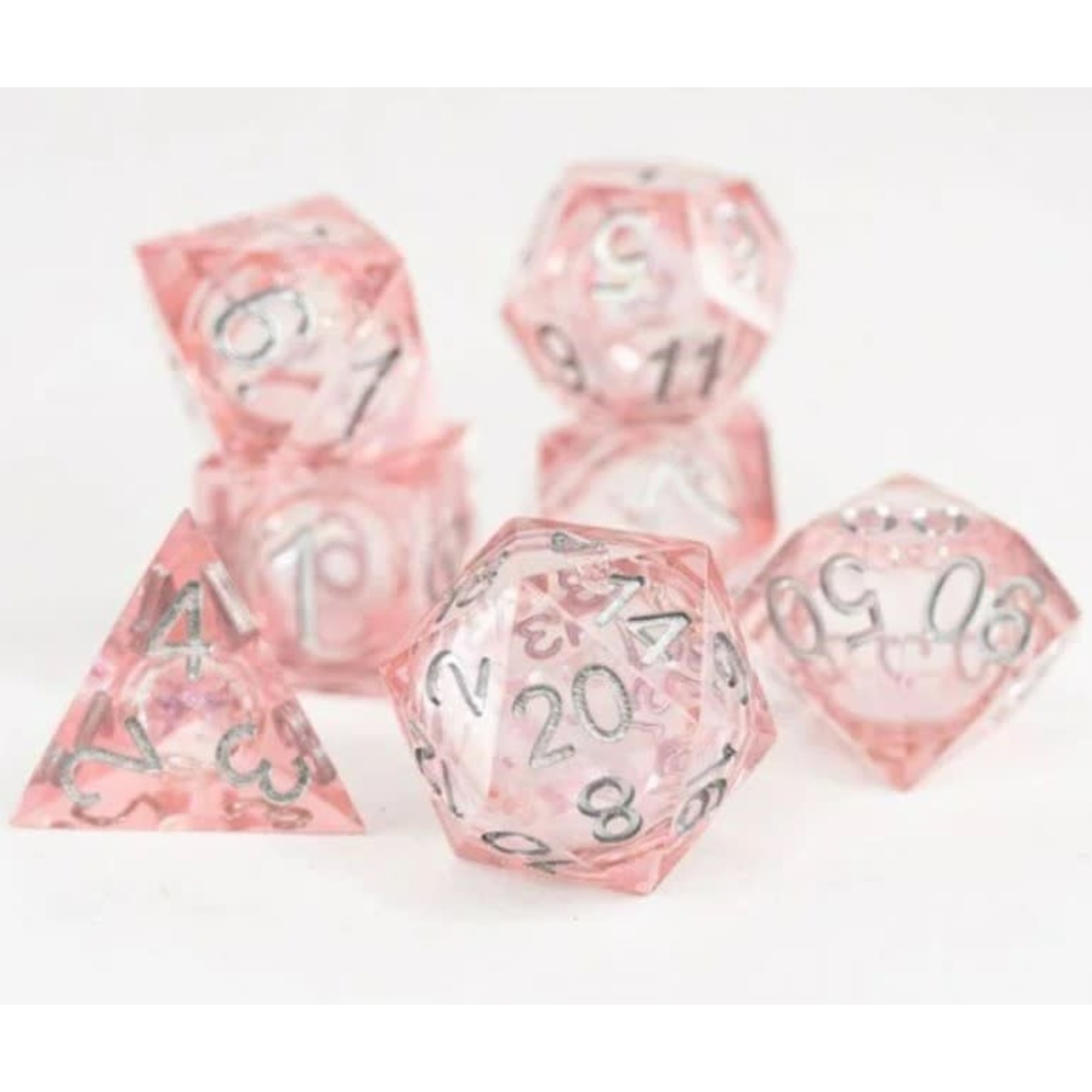 Emberglow Sharp Edge Resin Liquid Core RPG Dice Set: Faeryflitted
