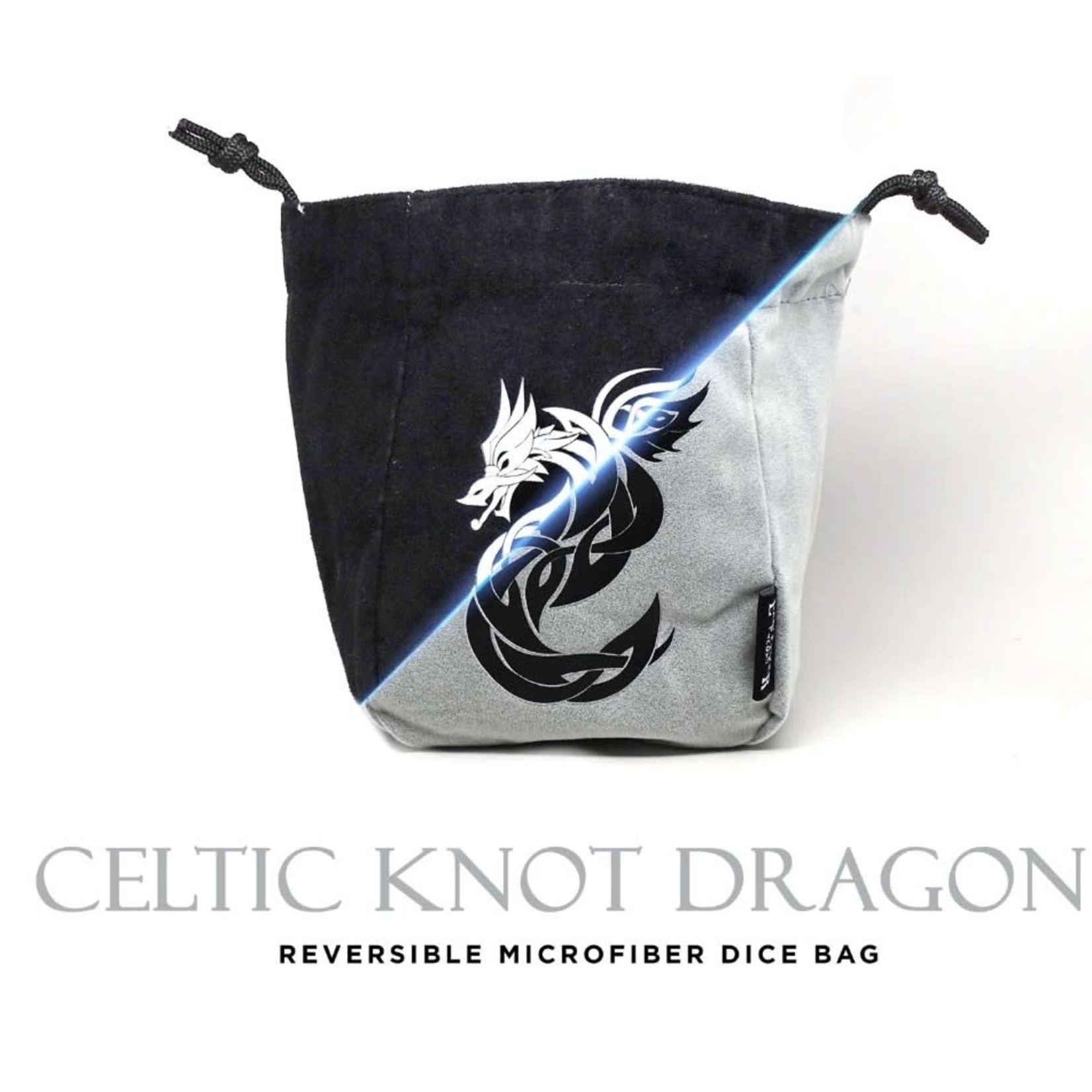 Easy Roller Dice Reversible Microfiber Self-Standing Large Dice Bag: Celtic Knot Dragon