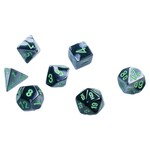 Chessex Mini 7-Die Set: Gemini Black-Grey with green