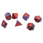 Chessex Mini 7-Die Set: Gemini Purple-Red with gold