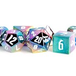 FanRoll by Metallic Dice Games 16mm Aluminum Plated Acrylic Dice Set: Rainbow Aegis with White