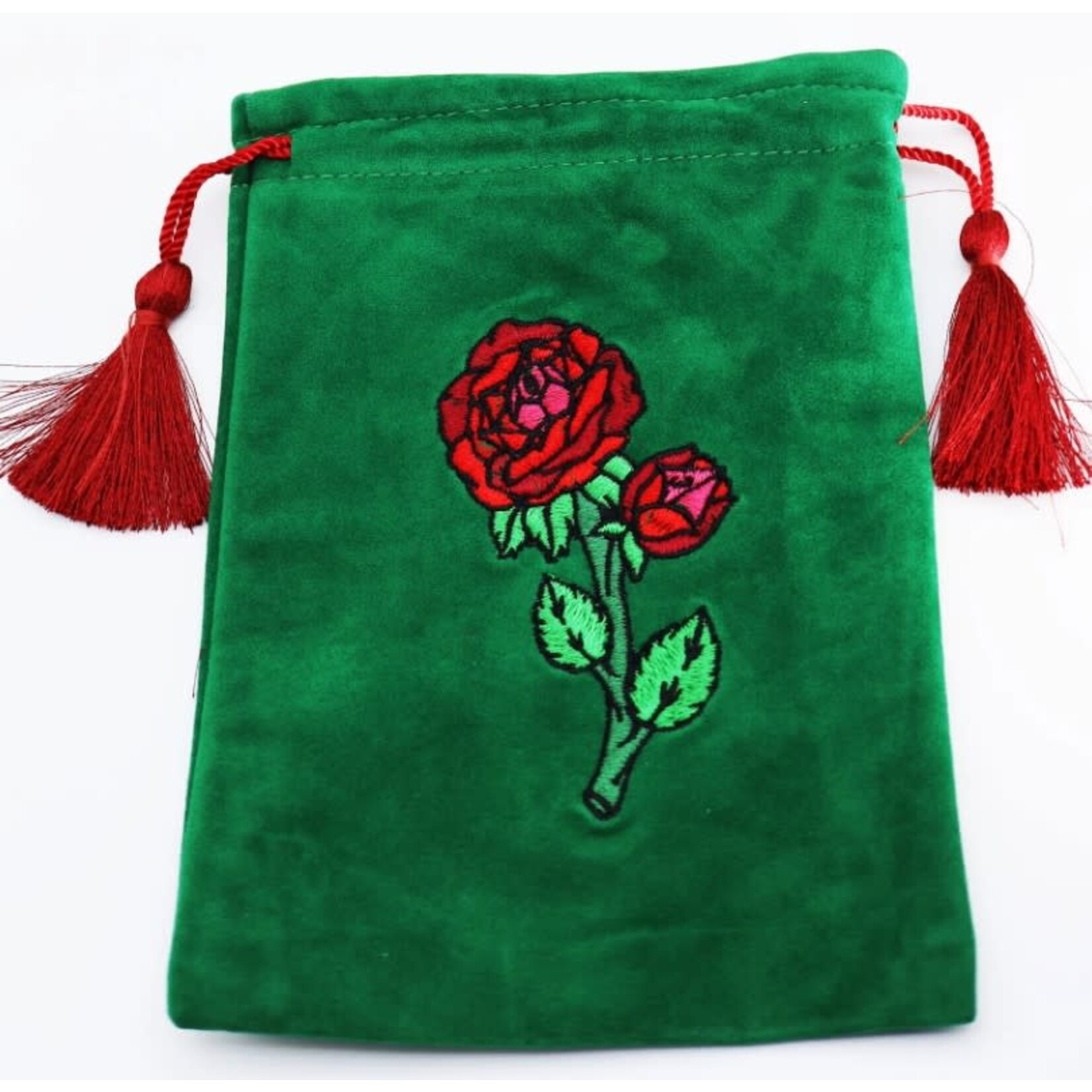 Foam Brain Embroidered Velour Dice Bag: Dice Rose