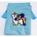 Foam Brain Embroidered Velour Dice Bag: Sparkles the Unicorn