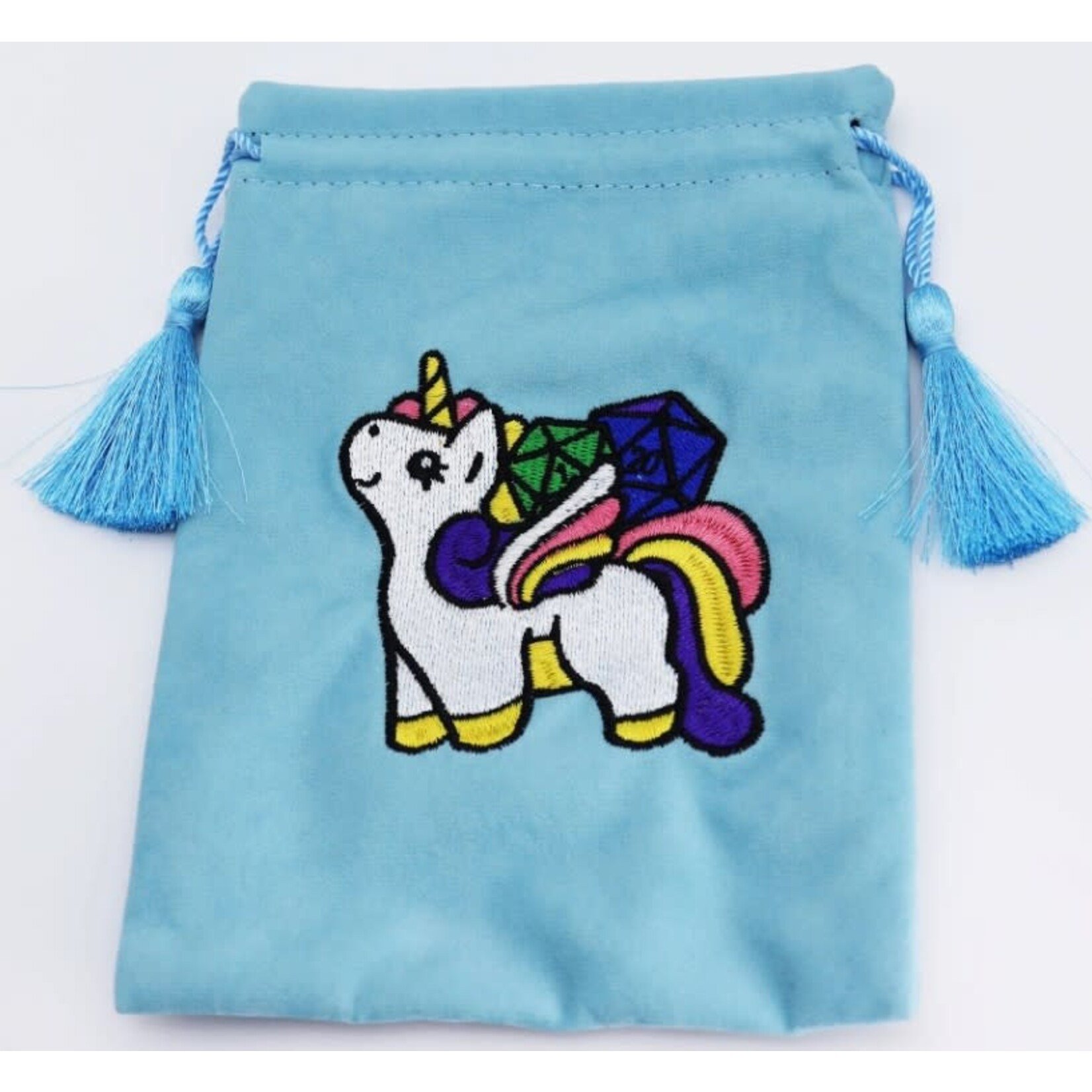 Foam Brain Embroidered Velour Dice Bag: Sparkles the Unicorn